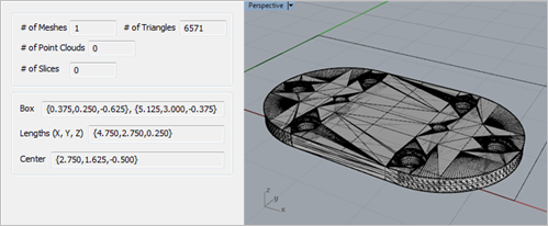 Information about the converted Mesh is displayed in the RhinoCAM Browser Information about the converted Mesh is displayed in the RhinoCAM Browser