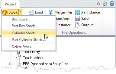 G-Code Browser: CylinderStock menu item