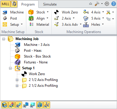 The Machining Operations (MOps) Browser, Program Tab The Machining Operations (MOps) Browser, Program Tab