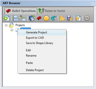ART Browser - Right-click, Generate Project