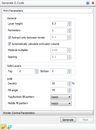 Print Parameters tab Print Parameters tab