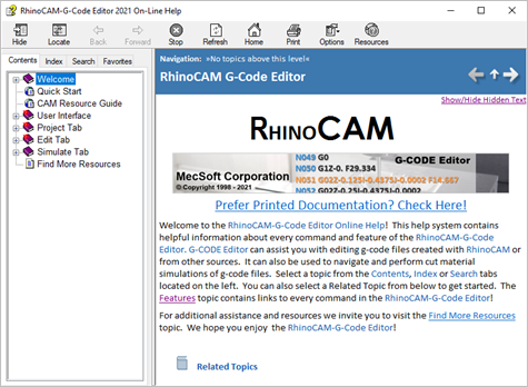 RhinoCAM-G-Code Editor Online Help System