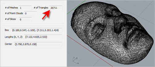 The RhinoCAM Browser reports a total of 26,711 facets. The RhinoCAM Browser reports a total of 26,711 facets.