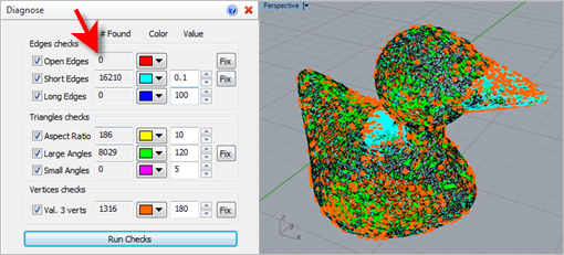 Diagnose reports over 12,000 gaps and open edges in this mesh!