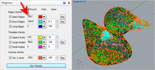 Diagnose reports over 12,000 gaps and open edges in this mesh!