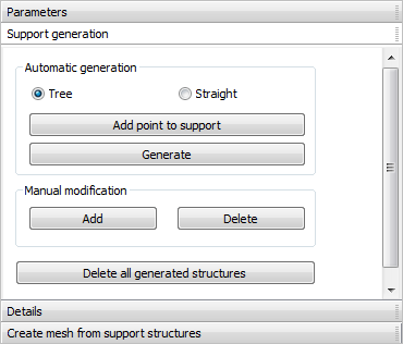 Support Generation: Support Generation tab