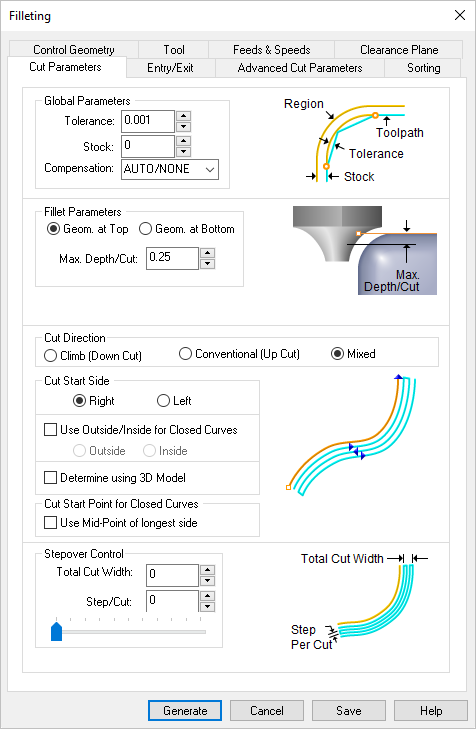 Dialog Box: 2½ AxisFilleting