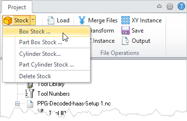G-Code Browser: Box Stock menu item