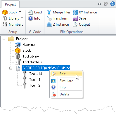 G-Code Browser, Project Tab G-Code Browser, Project Tab
