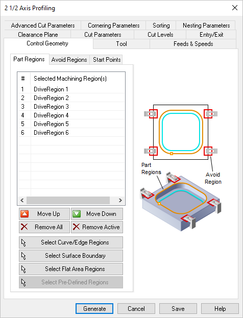 Control Geometry tab, Profiling, 2 Axis