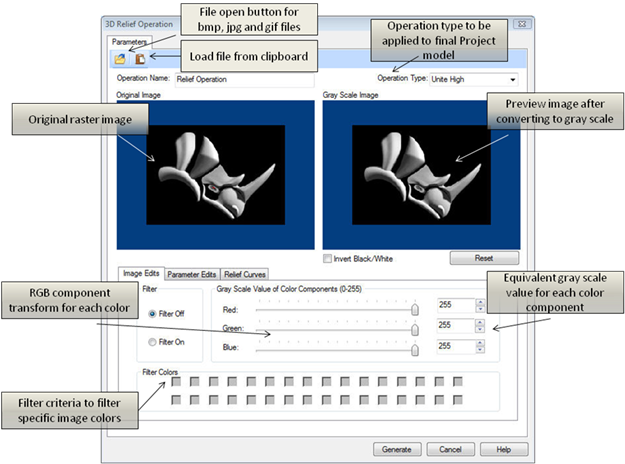 Dialog Box: 3D Relief Operation Dialog Box: 3D Relief Operation