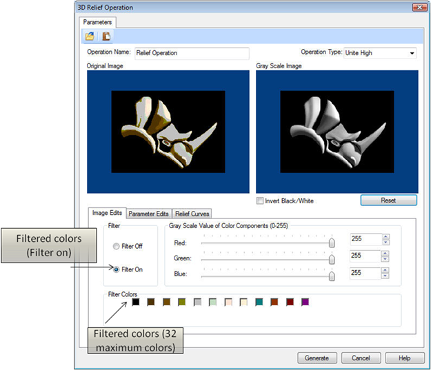 Dialog Box: 3D Relief Operation Dialog Box: 3D Relief Operation