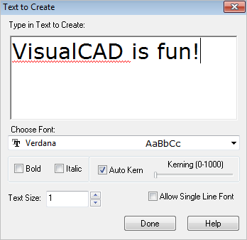 Dialog Box: Text to Create Dialog Box: Text to Create
