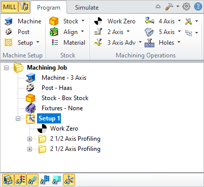 The Machining Operations (MOps) Browser, Program Tab The Machining Operations (MOps) Browser, Program Tab