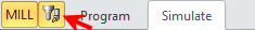 Locating the Machining Objects Browser toggle tab