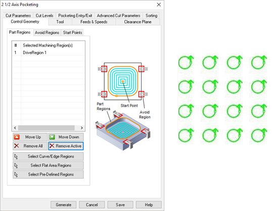 Selecting a region will include all the curves selected as regions.