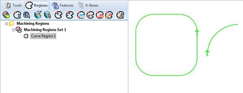 Select a Curve Region under Regions tab and click Reverse Curve Direction. 