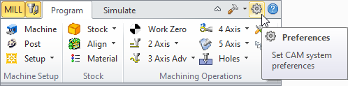 Set CAM System Preferences menu item