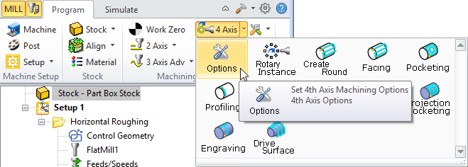 4 Axis Options Menu Item 4 Axis Options Menu Item