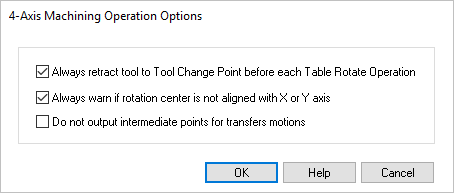 Dialog Box: 4 Axis Machining Operations Options Dialog Box: 4 Axis Machining Operations Options