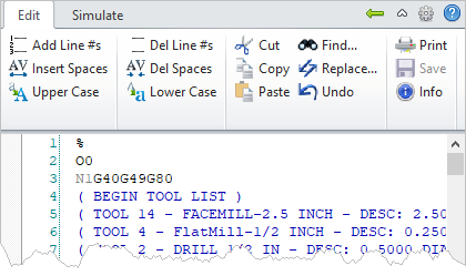 The merged file is loaded into the G-Code Editor