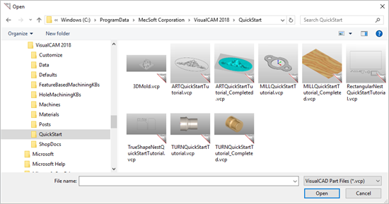 Dialog Box: VisualCAD® File Browser
