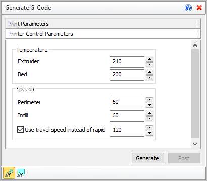 Printer Control Parameters tab Printer Control Parameters tab