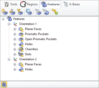 The Machining Objects (MObs) Browser, Features Tab The Machining Objects (MObs) Browser, Features Tab