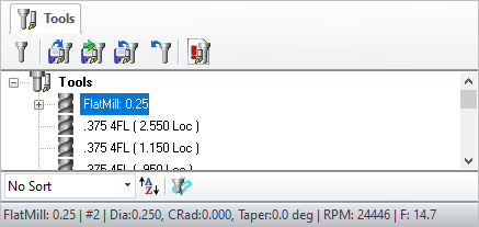 The Machining Objects (MObs) Browser, Tools Tab The Machining Objects (MObs) Browser, Tools Tab
