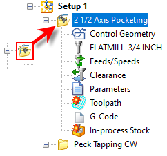Mop icon displayed when toolpath is edited Mop icon displayed when toolpath is edited
