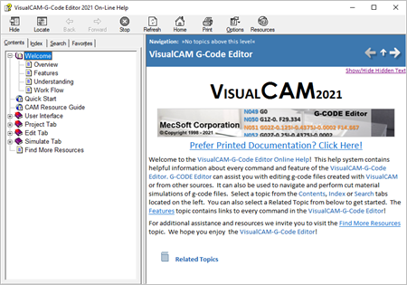 VisualCAM-G-Code Editor Online Help System