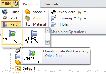Machining Browser: Part, Orient Part 