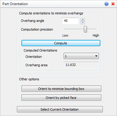 Part Orientation Options Part Orientation Options