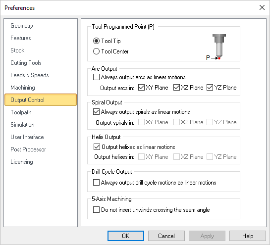 CAM Preferences: Machining