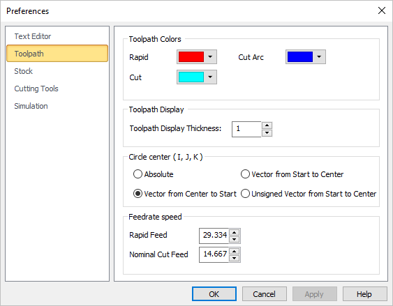 Preferences > Toolpath