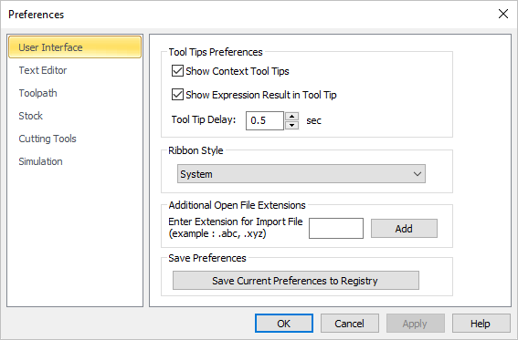 Preferences > User Interface