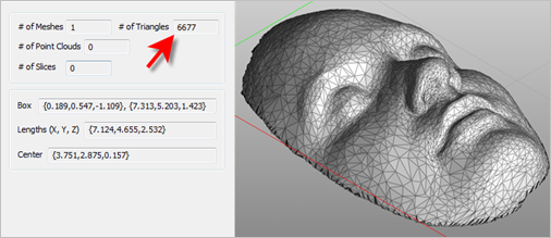After Reduce Mesh, the VisualCAM Browser reports a total of 6,677 facets. After Reduce Mesh, the VisualCAM Browser reports a total of 6,677 facets.