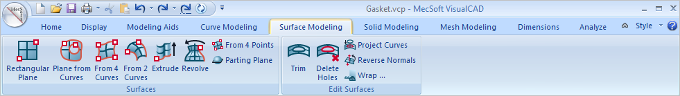 Surface Modeling Ribbon Bar