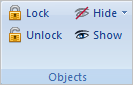 Modeling Aids Ribbon Bar - Objects Pane