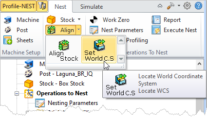 Machining Browser: Set World CS menu item 