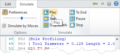 G-Code Browser: Simulate, Play menu item