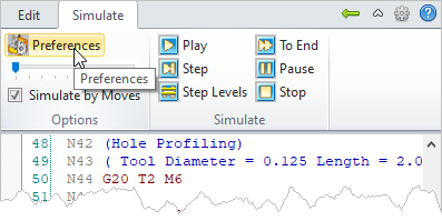 G-Code Browser: Simulate, Preferences menu item
