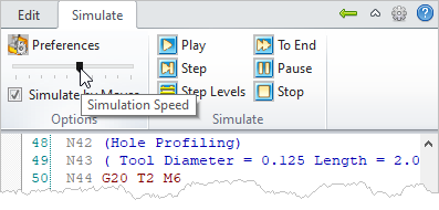 G-Code Browser: Simulate, Speed menu item