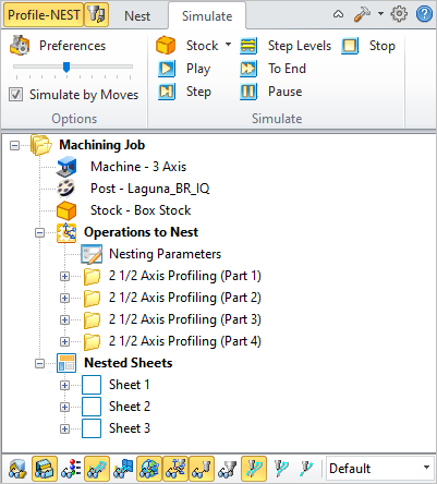 Profile Nesting Browser, Simulate Tab Profile Nesting Browser, Simulate Tab