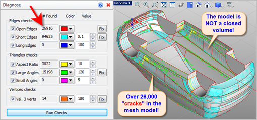 Diagnose reports over 26,000 open edges!