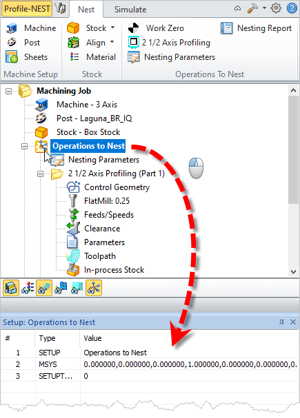 Setup Information is displayed in the Toolpath Viewer