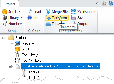 G-Code Browser: Transform menu item