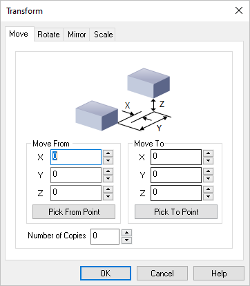 Dialog Box: Transform Toolpath, Move tab