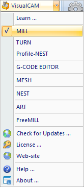 VisualCAM menu Item