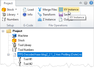 G-Code Browser: XY Instance menu item